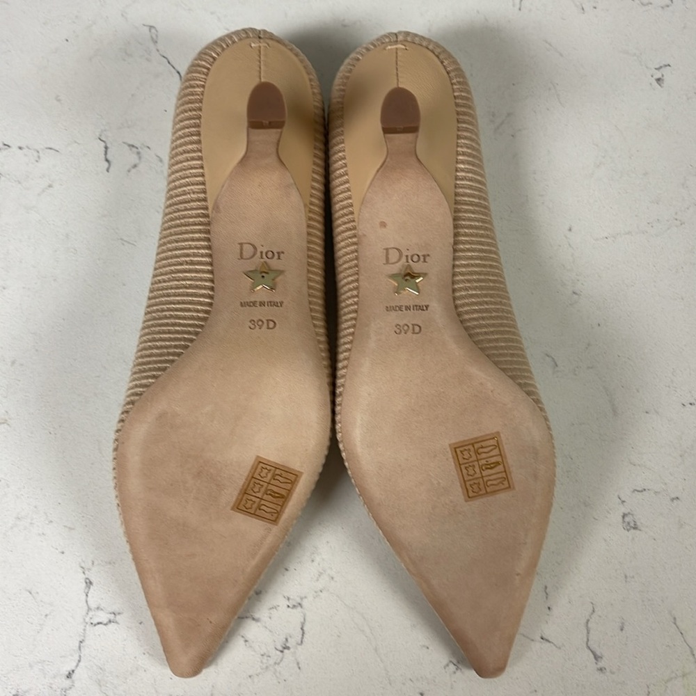 Dior Fabric & Ribbon Embroidered J'Adior Pumps 39 Aprioct Line - Picture 5 of 17